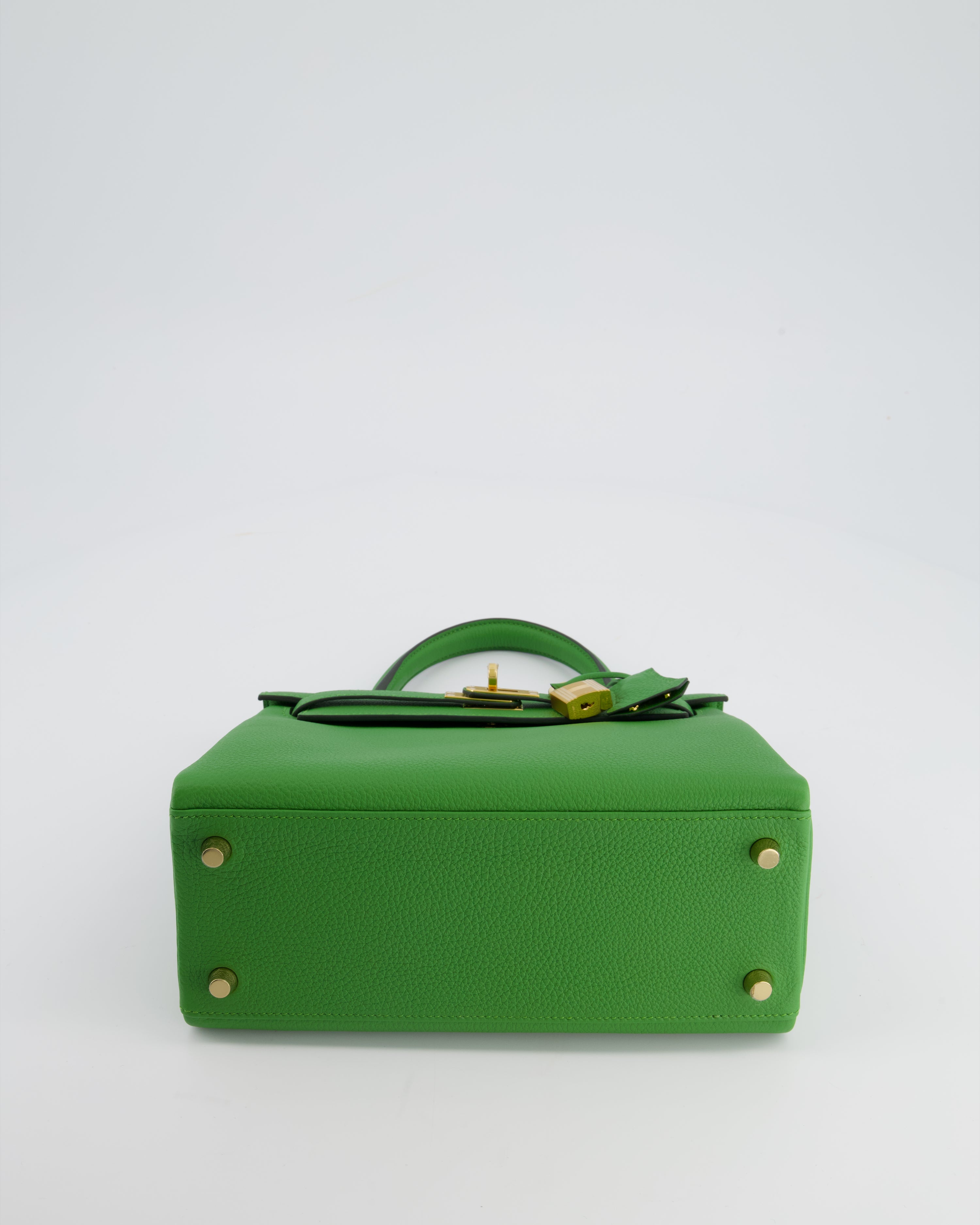 *RARE* Hermes Kelly Bag 25cm Vert Yucca with Togo Leather and Gold Hardware - sneakerlandnet