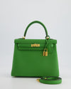 *RARE* Hermes Kelly Bag 25cm Vert Yucca with Togo Leather and Gold Hardware - sneakerlandnet