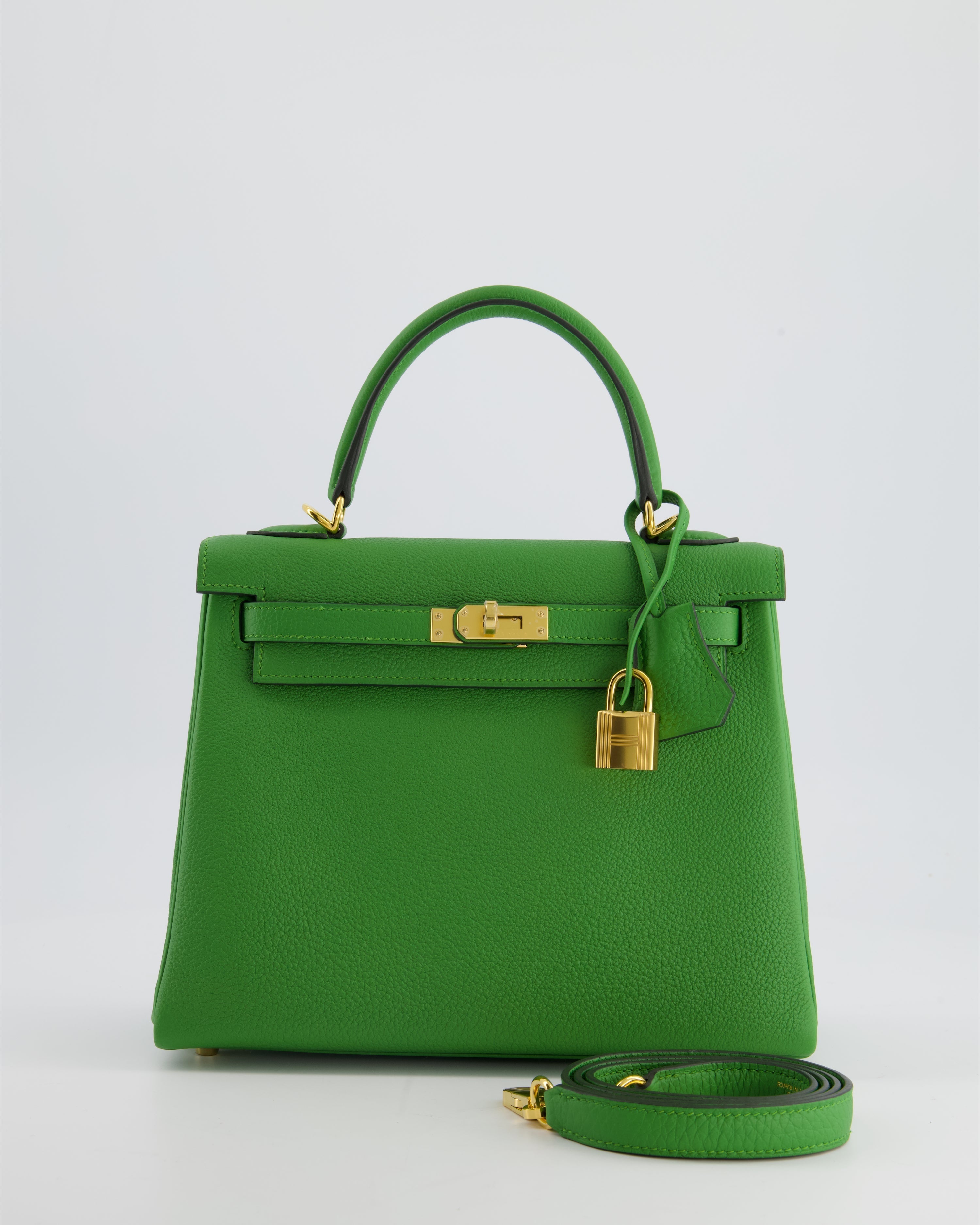 Kelly Bag 25cm Vert Yucca with Togo Leather and Gold Hardware Kilta bags