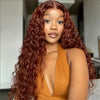 #33 Reddish Brown Color Water Wave 13x4 13x6 HD Lace Front Wigs Human Hair Pre Plucked - 1984brand