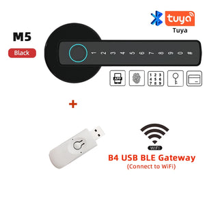 RAYKUBE M5 Tuya BLE Fingerprint Door Lock Digital Electronic Lock with Password/Key/IC Card/ Smartlife/ Tuya APP Unlock eprolo