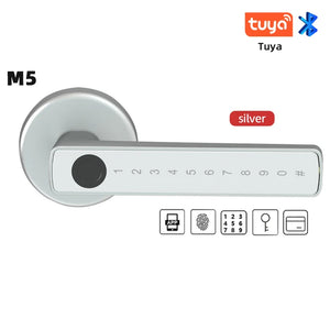 RAYKUBE M5 Tuya BLE Fingerprint Door Lock Digital Electronic Lock with Password/Key/IC Card/ Smartlife/ Tuya APP Unlock