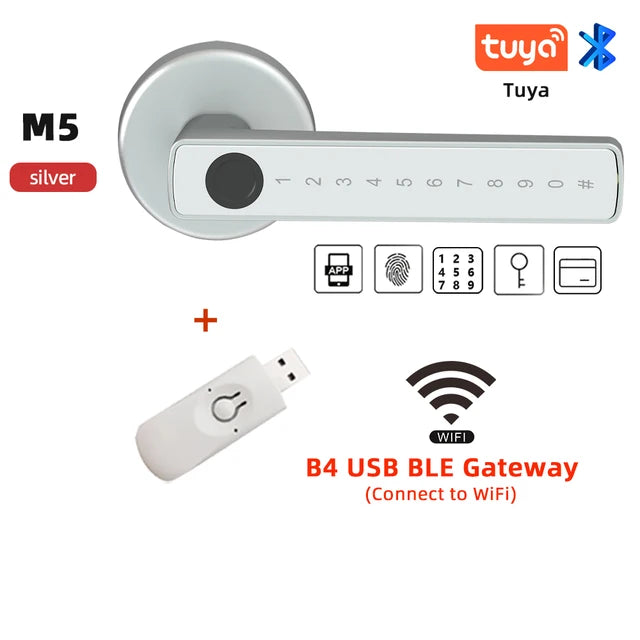 RAYKUBE M5 Tuya BLE Fingerprint Door Lock Digital Electronic Lock with Password/Key/IC Card/ Smartlife/ Tuya APP Unlock eprolo