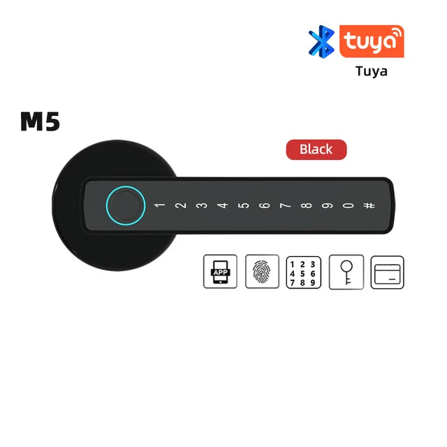 RAYKUBE M5 Tuya BLE Fingerprint Door Lock Digital Electronic Lock with Password/Key/IC Card/ Smartlife/ Tuya APP Unlock eprolo