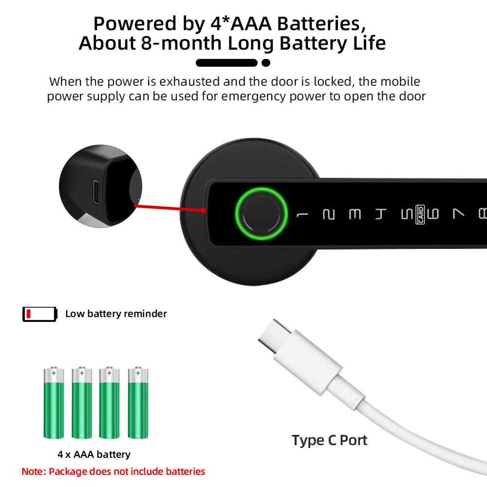 RAYKUBE M5 Tuya BLE Fingerprint Door Lock Digital Electronic Lock with Password/Key/IC Card/ Smartlife/ Tuya APP Unlock eprolo