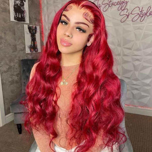 Red Color Lace Front Wigs Body Wave Skin Melt HD Lace Human Hair Wigs Hermosa Hair