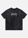 Retro Trendy Brand Hot Silver Washed Hole T-shirt SP240321KHJP