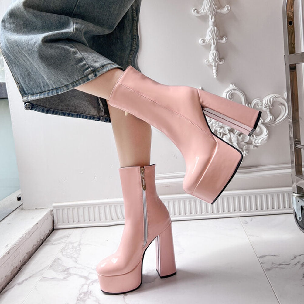 AZALEA High Heel Platform Ankle Boots - 1984