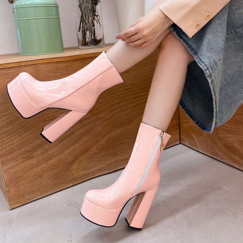 AZALEA High Heel Platform Ankle Boots - 1984