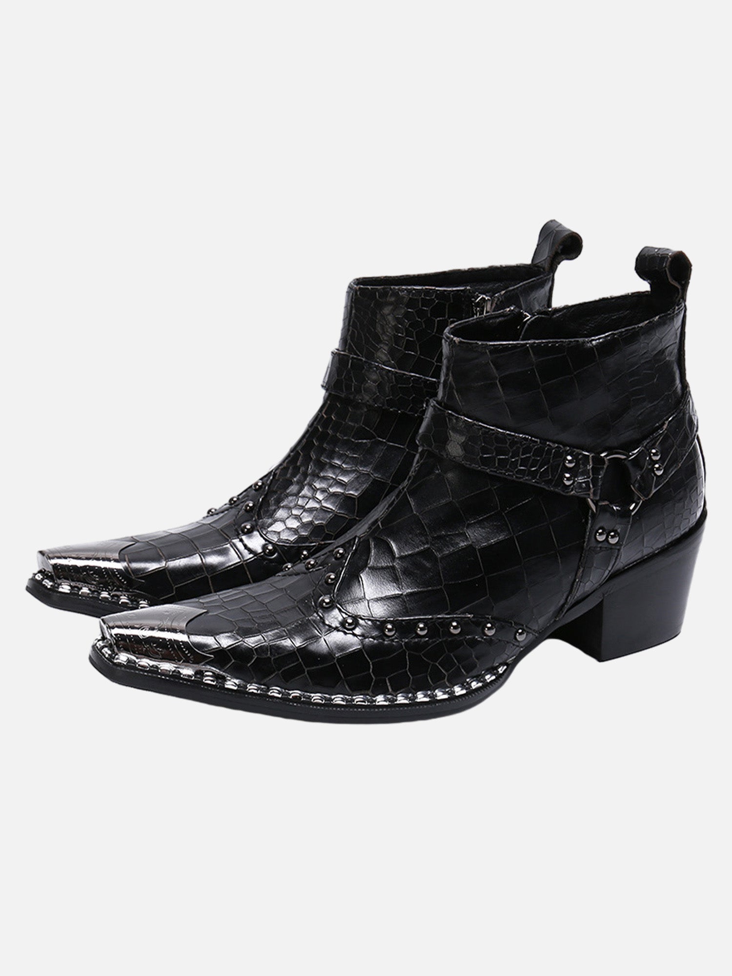 Fashionable Pointed Toe British Metal Buckle Toe Chelsea Short Boots SP2403140SR1