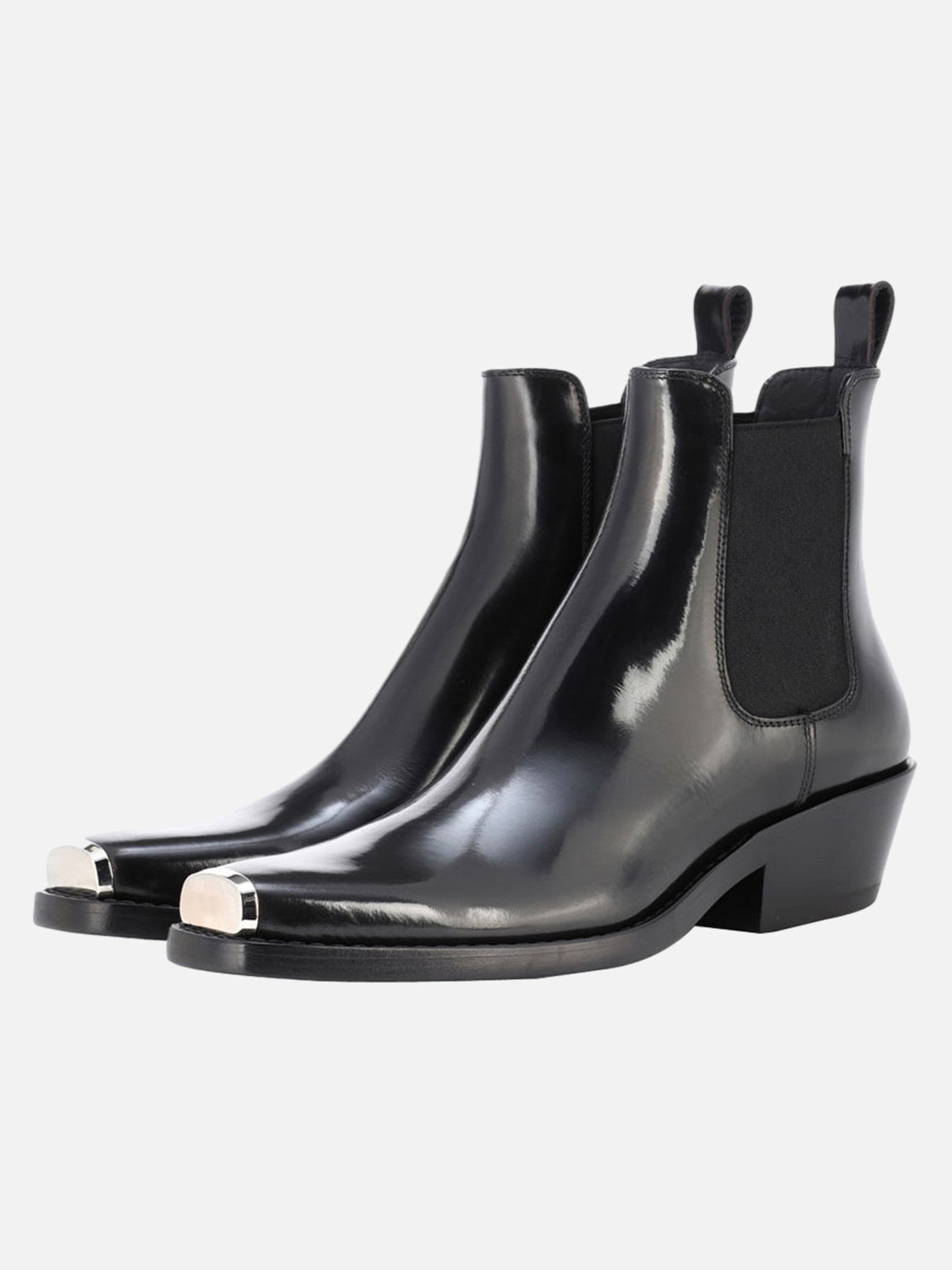 Trendy Square Toe Iron Toe Shiny British Chelsea Boots SP240314CQIY