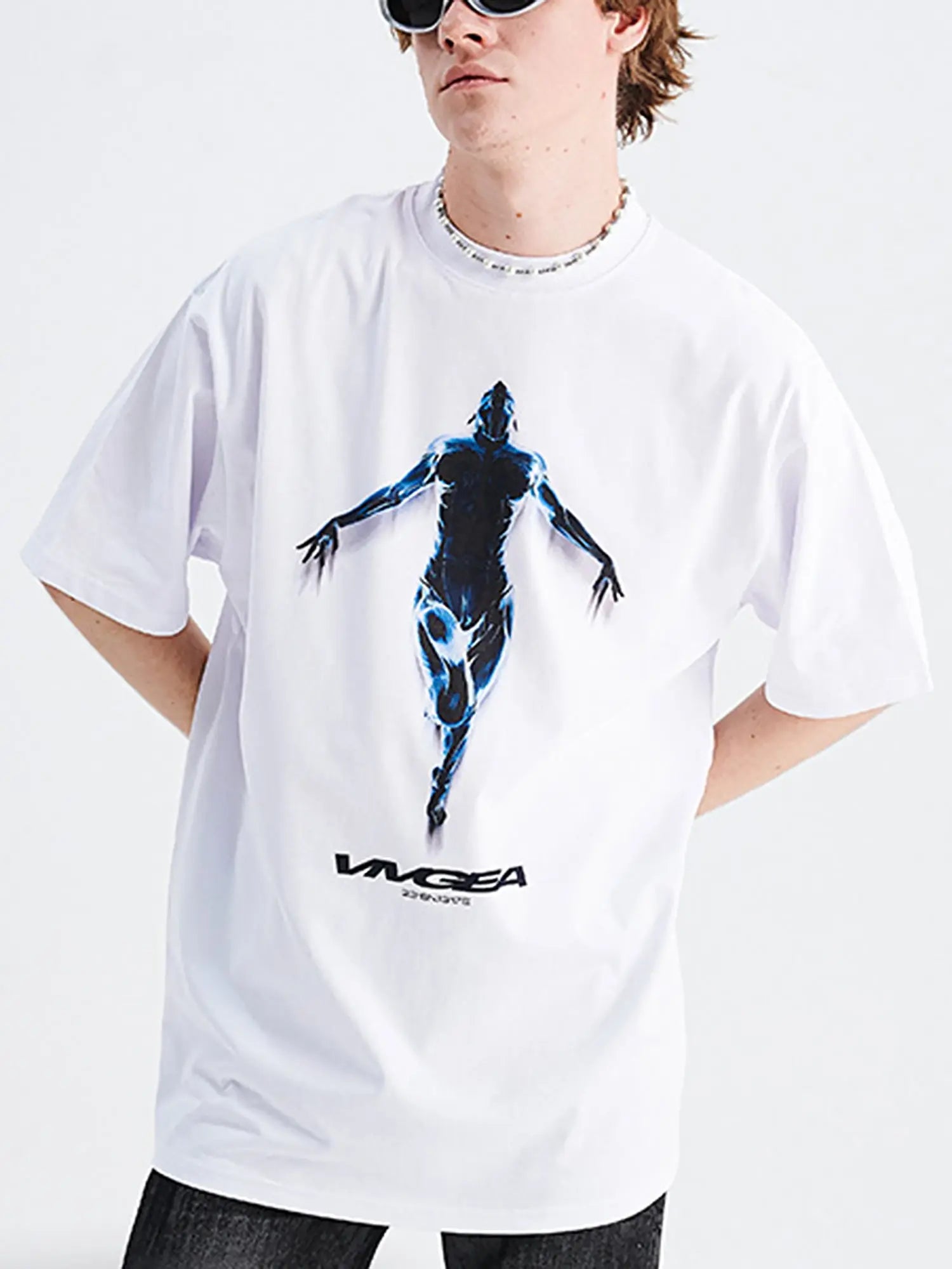 Sci-fi Metal Silhouette Loose Oversize T-shirt SP240320CWR5