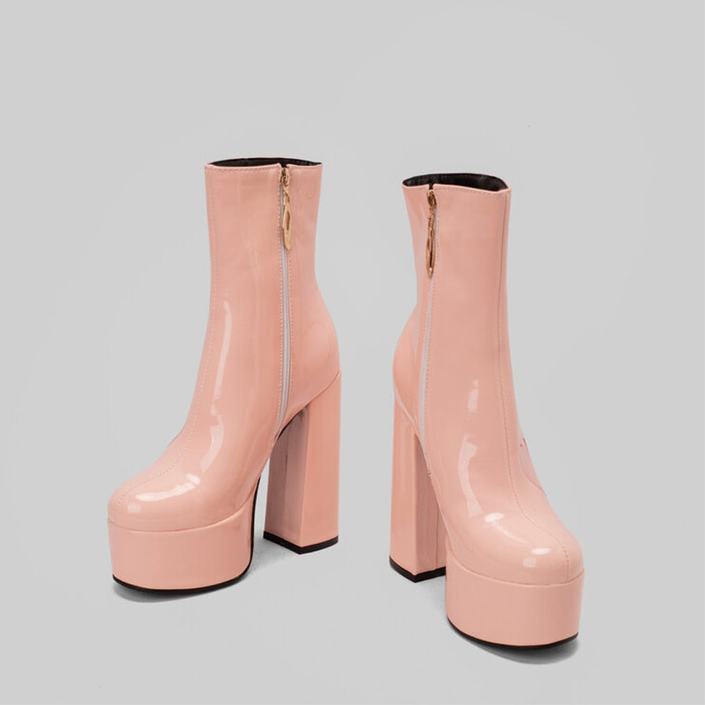 AZALEA High Heel Platform Ankle Boots - 1984
