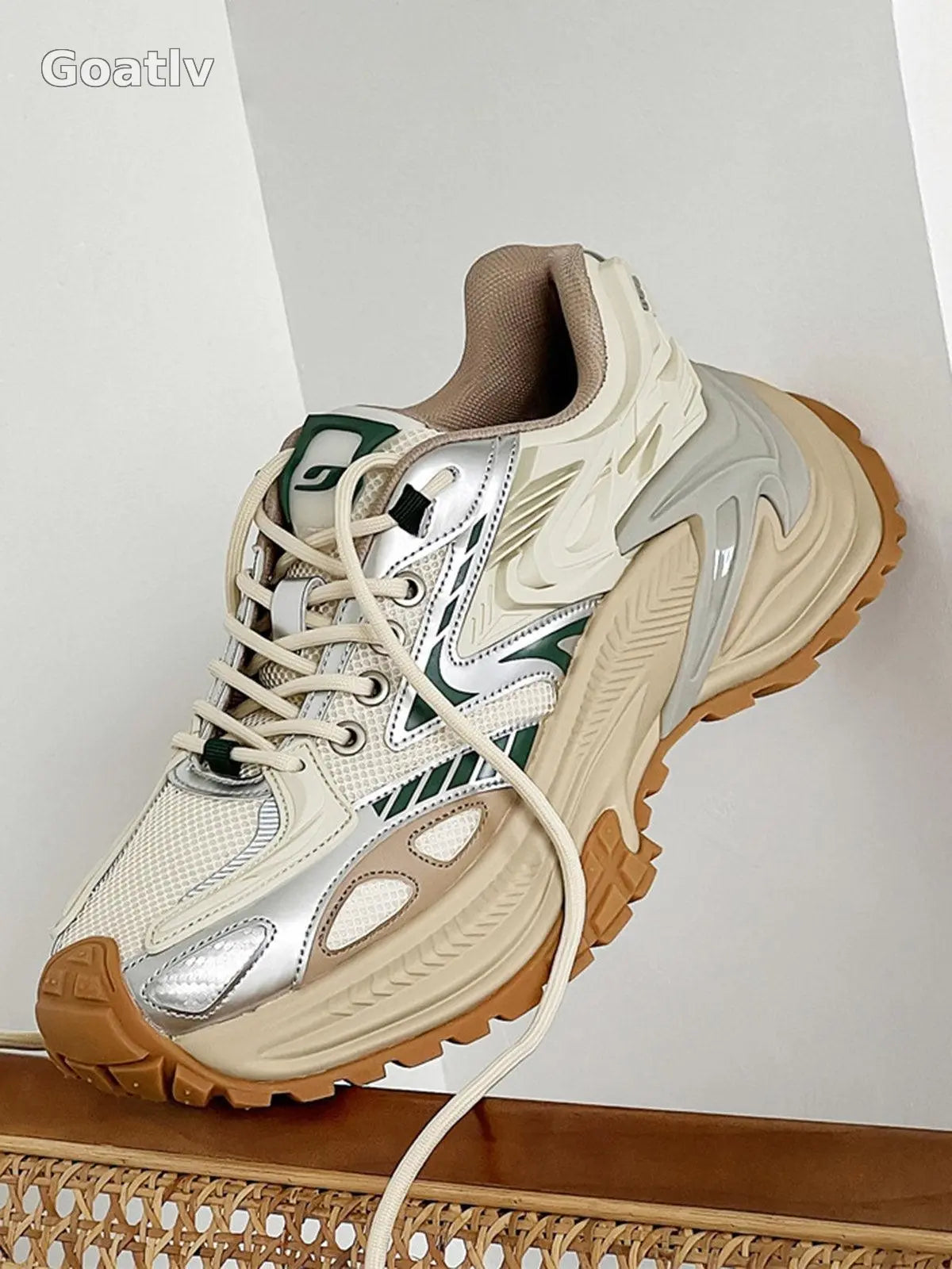 Sneakerhill Mesh Contrast Color Platform Sneakers - 1984