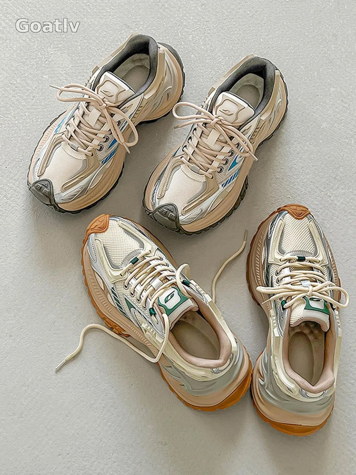Sneakerhill Mesh Contrast Color Platform Sneakers - 1984