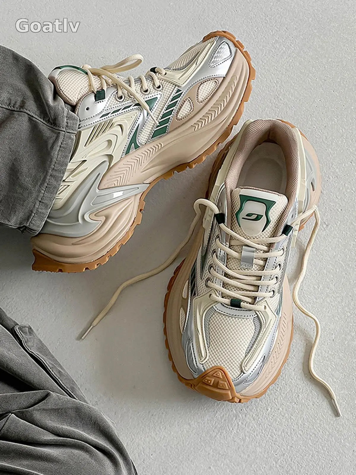 Sneakerhill Mesh Contrast Color Platform Sneakers - 1984