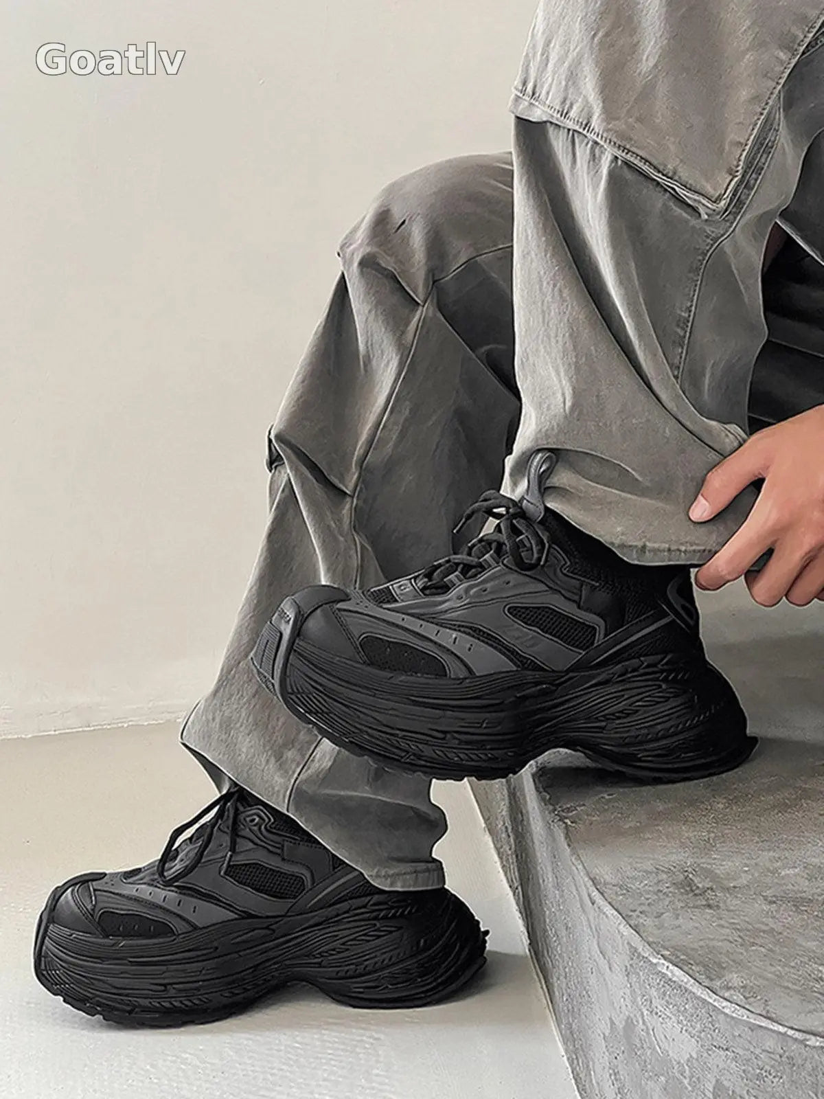 Sneakerhill Mesh Contrast Color Platform Sneakers - 1984