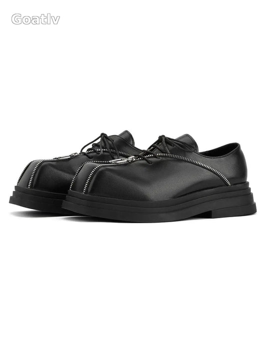Sneakerhub Punk Personality Zipper Design Leather Shoes - 2173 - 1984