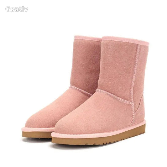 Snow boots, women's winter shoes, Sangpo cotton boots, snow cotton genuine leather, mid length women's shoes - 1984