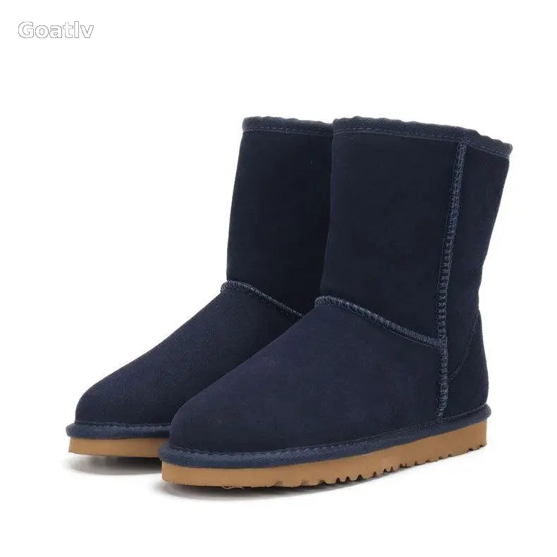 Snow boots, women's winter shoes, Sangpo cotton boots, snow cotton genuine leather, mid length women's shoes - 1984