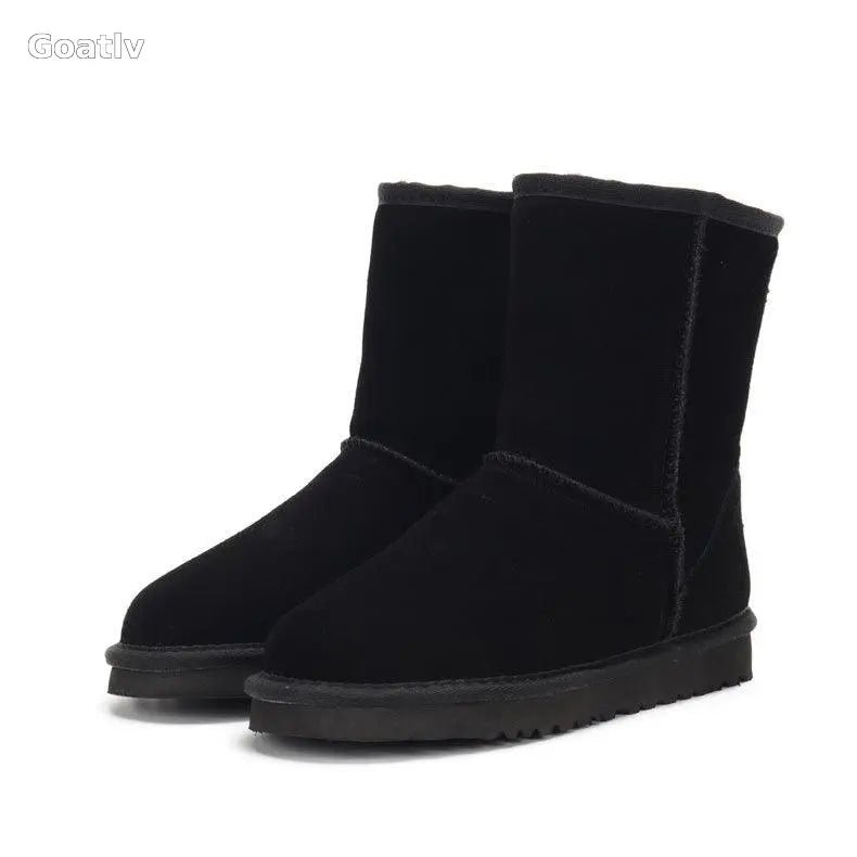 Snow boots, women's winter shoes, Sangpo cotton boots, snow cotton genuine leather, mid length women's shoes - 1984