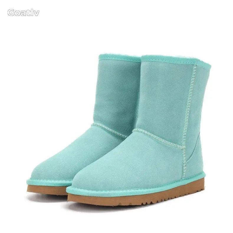 Snow boots, women's winter shoes, Sangpo cotton boots, snow cotton genuine leather, mid length women's shoes - 1984