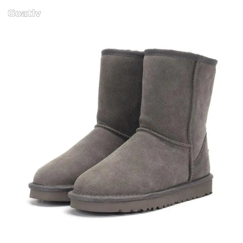 Snow boots, women's winter shoes, Sangpo cotton boots, snow cotton genuine leather, mid length women's shoes - 1984