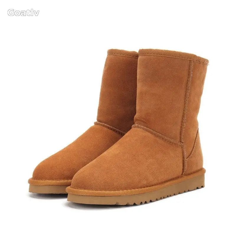 Snow boots, women's winter shoes, Sangpo cotton boots, snow cotton genuine leather, mid length women's shoes - 1984