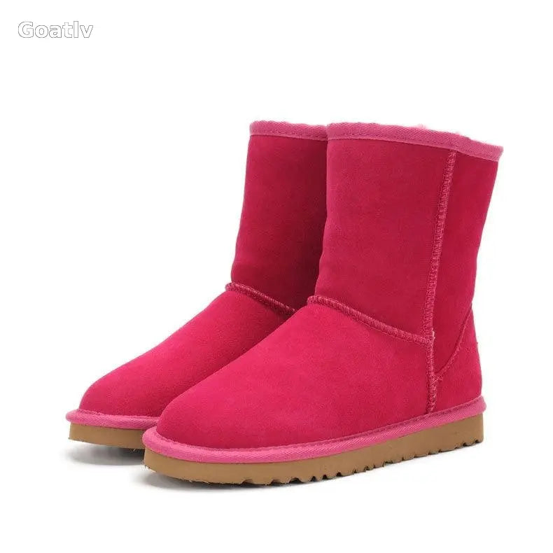 Snow boots, women's winter shoes, Sangpo cotton boots, snow cotton genuine leather, mid length women's shoes - 1984