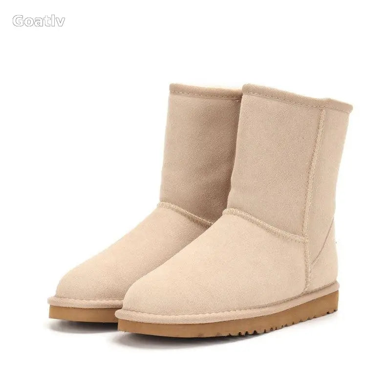 Snow boots, women's winter shoes, Sangpo cotton boots, snow cotton genuine leather, mid length women's shoes - 1984