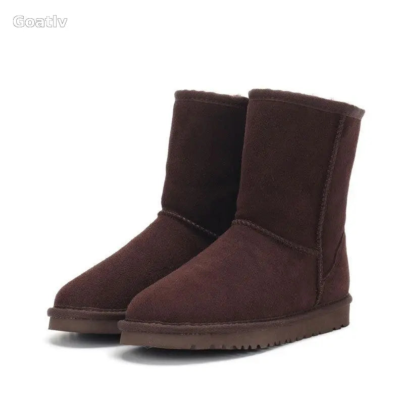 Snow boots, women's winter shoes, Sangpo cotton boots, snow cotton genuine leather, mid length women's shoes - 1984