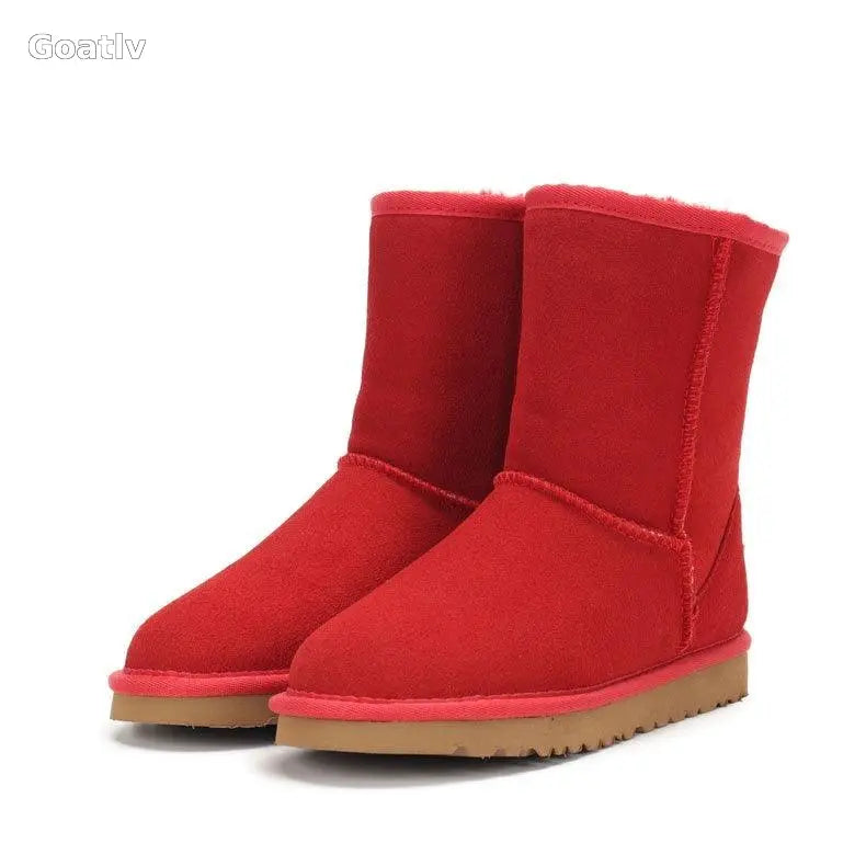 Snow boots, women's winter shoes, Sangpo cotton boots, snow cotton genuine leather, mid length women's shoes - 1984