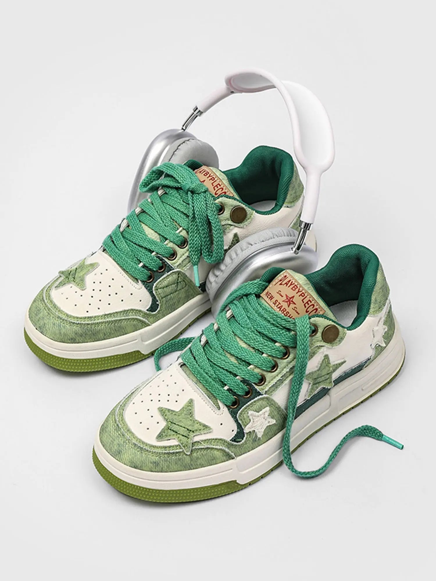 Star Summer Avocado Green Thick Bottom Sneakers SP2403300N8K