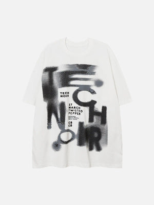 Street Blurred Letters Graffiti Hip-hop Style T-shirt SP240320NOLL