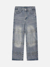 Street Fashion Creative Trouser Loop Design Washed Jeans SP2403256I6S