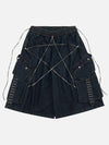 Street Five-pointed Star Design Heavy Distressed Denim Shorts SP240412IS6D