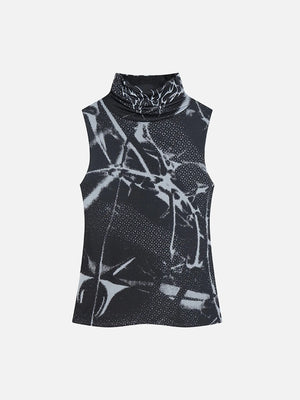 Street Hip Hop Elastic Face Mask All Over Printed Mesh Vest Tank Top - 1992 SP240408EKNH