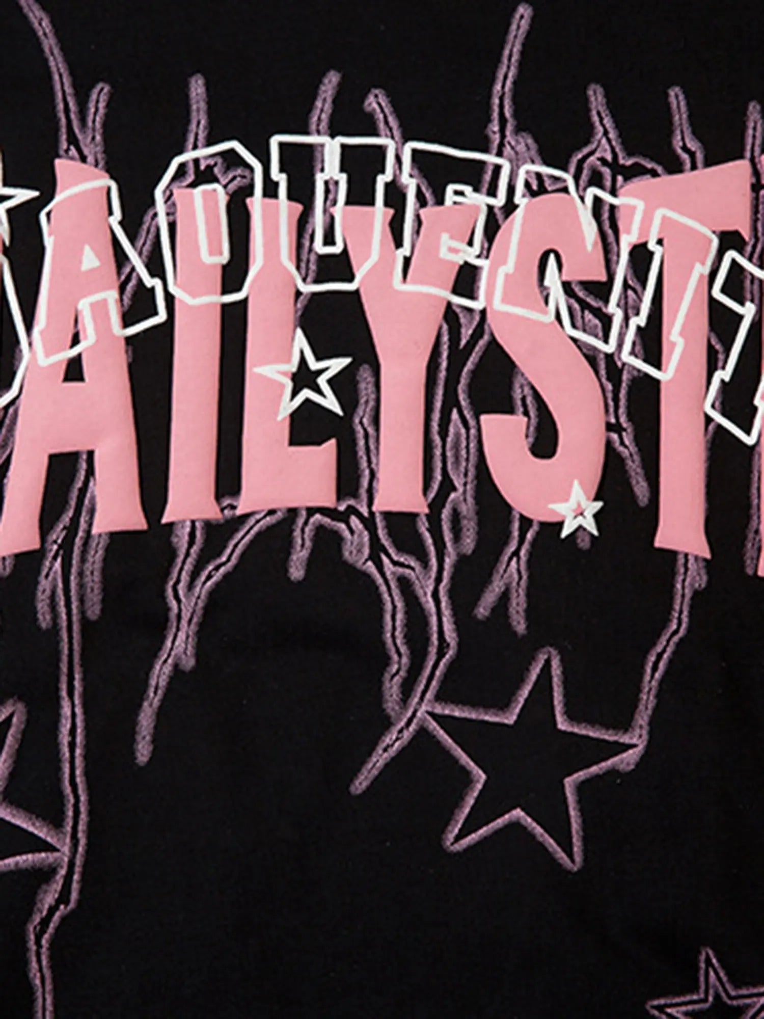 Street Hip-hop Washed Cut Letter Star T-shirt SP240320Y3DY