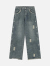 Street Star Print Distressed Shaggy Jeans SP240325PTJH