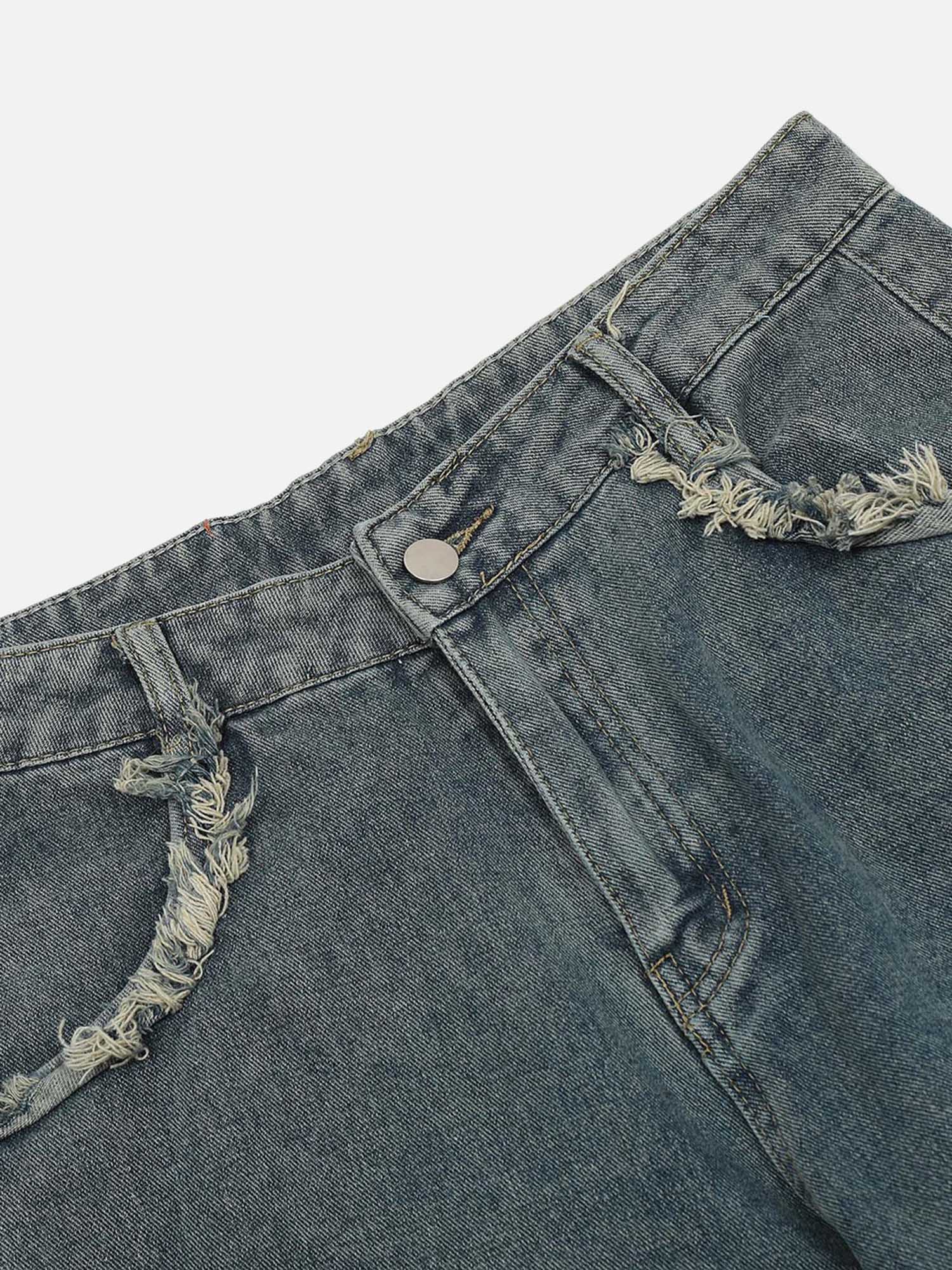 Street Star Print Distressed Shaggy Jeans SP240325PTJH