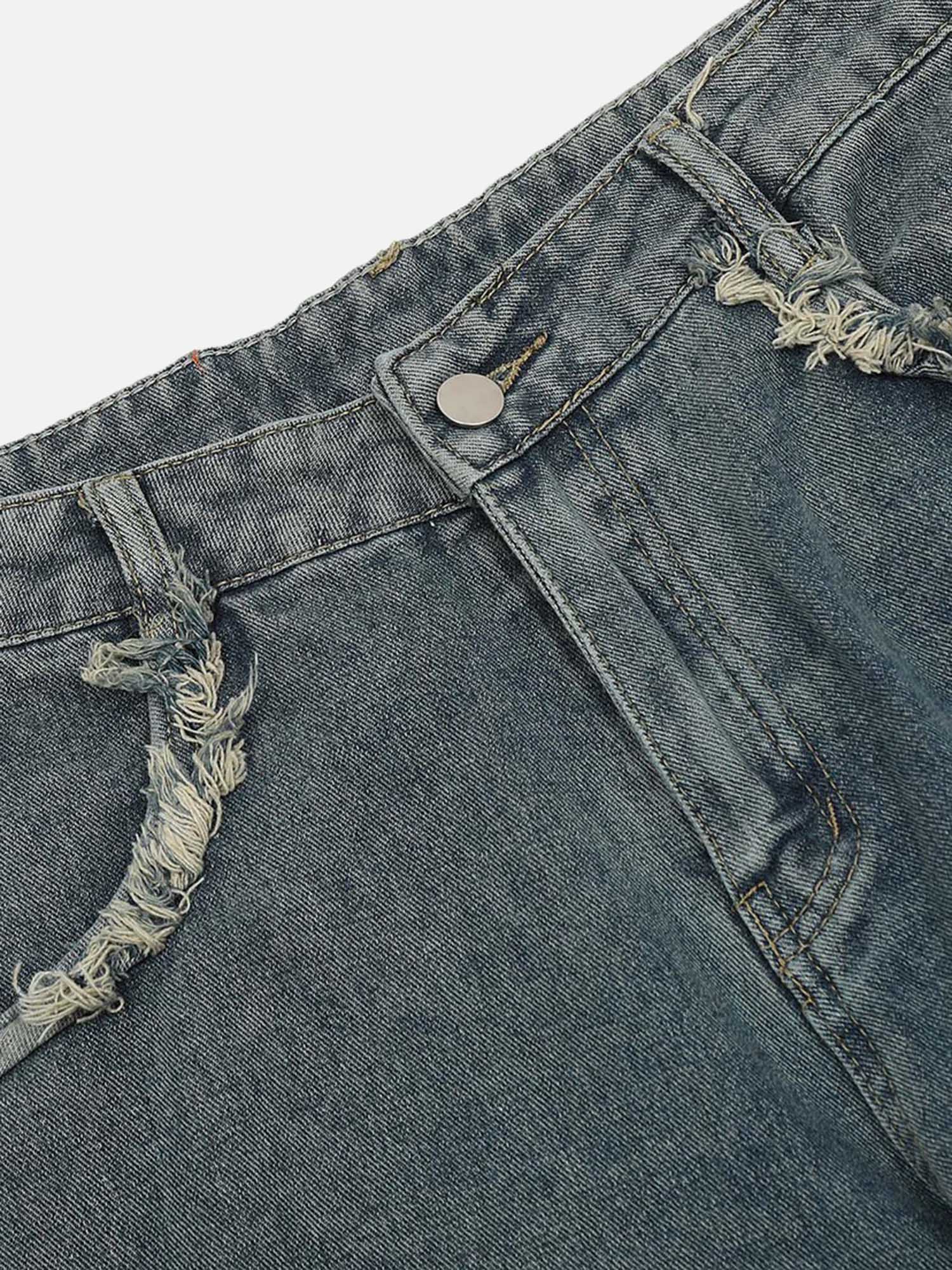 Street Star Print Distressed Shaggy Jeans SP240325PTJH