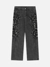 Street Trend Washed Dark Distressed Design Jeans SP240325M1GS