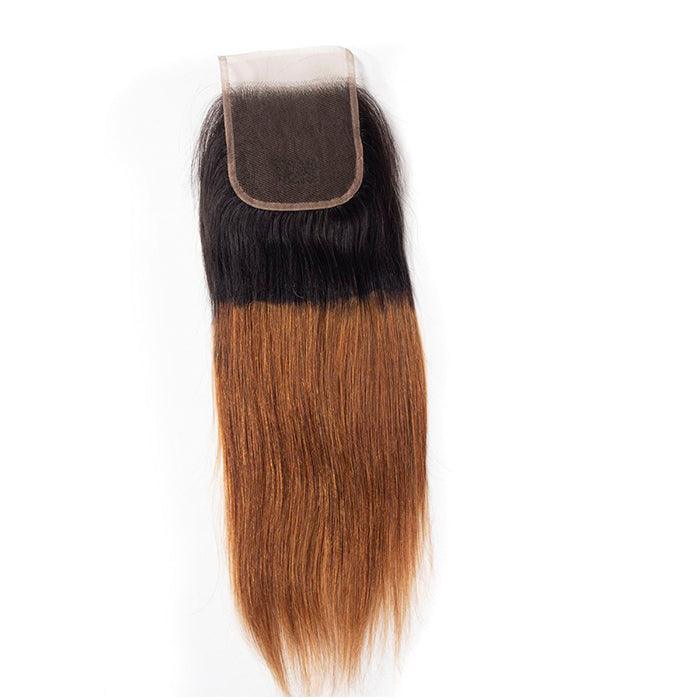 Ombre T1B/30 Straight Hair Free Part 4x4 HD Transparent Lace Closure 100% Human Hair hermosahair