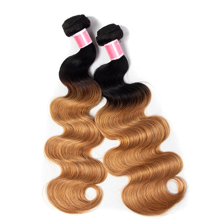 Ombre Malaysian Virgin Hair Body Wave 3/4 Bundles Deal Two Tone T1B/27 Human Hair Weave Extensions hermosahair