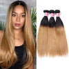 Ombre Peruvian Virgin Straight Hair 3/4 Bundles Deal Two Tone 1B/27 Human Hair Weave Extensions hermosahair