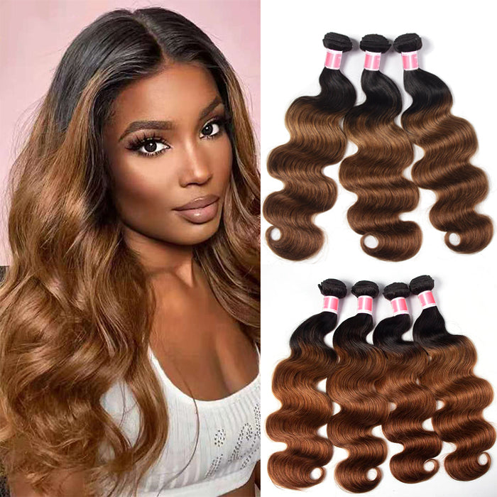 Ombre Malaysian Virgin Hair Body Wave 3/4 Bundles Deal Two Tone 1B/30 Human Hair Weave Extensions hermosahair