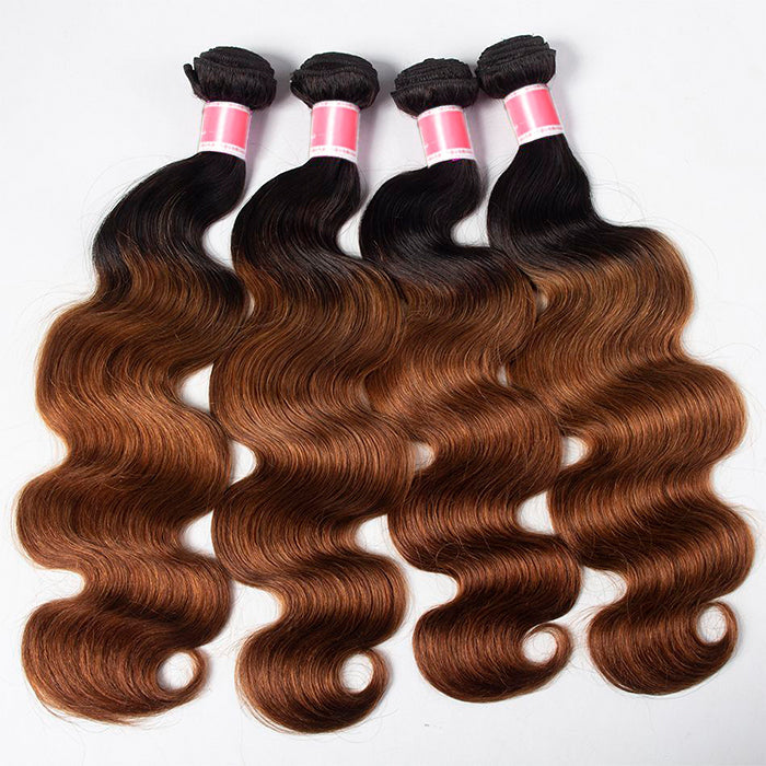 Ombre Malaysian Virgin Hair Body Wave 3/4 Bundles Deal Two Tone 1B/30 Human Hair Weave Extensions hermosahair