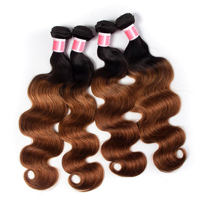 Ombre Malaysian Virgin Hair Body Wave 3/4 Bundles Deal Two Tone 1B/30 Human Hair Weave Extensions hermosahair