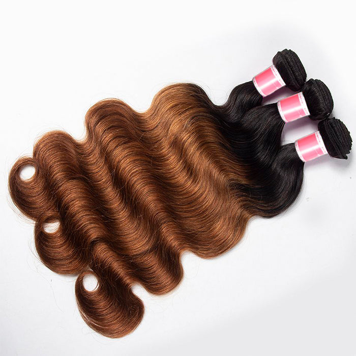 Ombre Malaysian Virgin Hair Body Wave 3/4 Bundles Deal Two Tone 1B/30 Human Hair Weave Extensions hermosahair