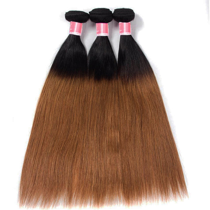 Ombre Malaysian Virgin Straight Hair 3/4 Bundles Deal Two Tone 1B/30 Human Hair Weave Extensions hermosahair